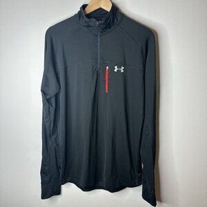 Under Armour Pullover Mens Sz M Black RUN All Season Gear 1/4 Zip Logo Athletic